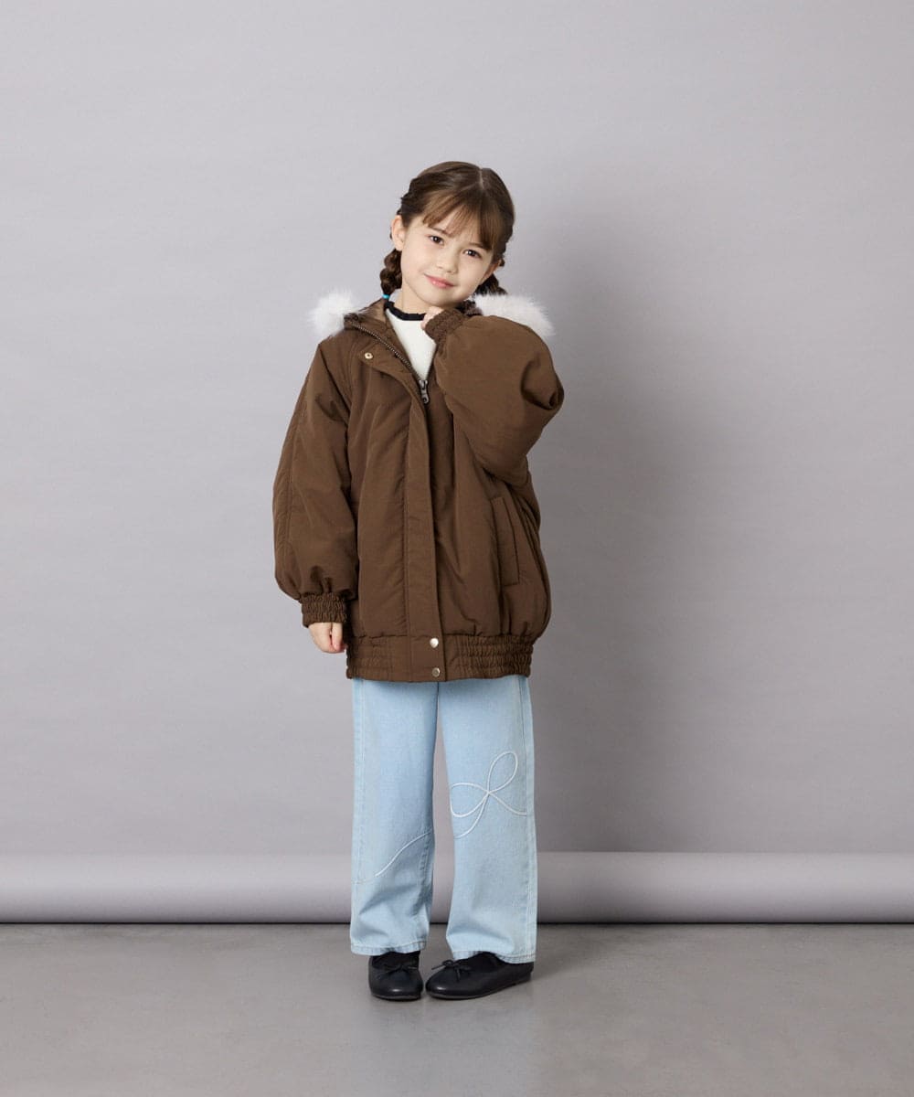 KJUAG46079 a.v.v KIDS(アー・ヴェ・ヴェ) [130-160]【洗える】ナイロンモッズコート ブラウン
