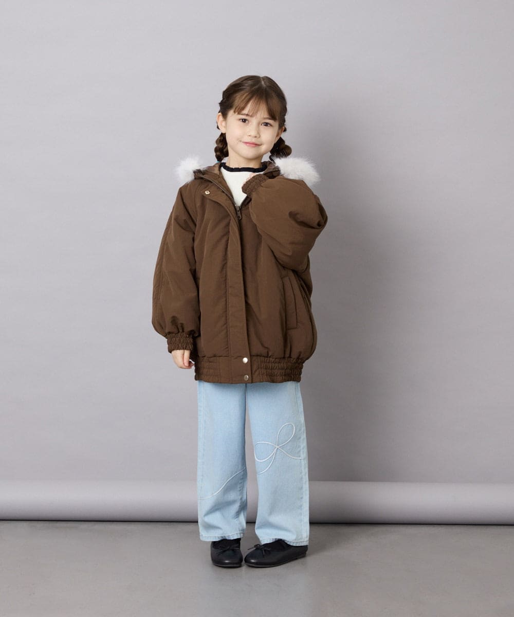KJUAG46079 a.v.v KIDS(アー・ヴェ・ヴェ) [130-160]【洗える】ナイロンモッズコート ブラウン