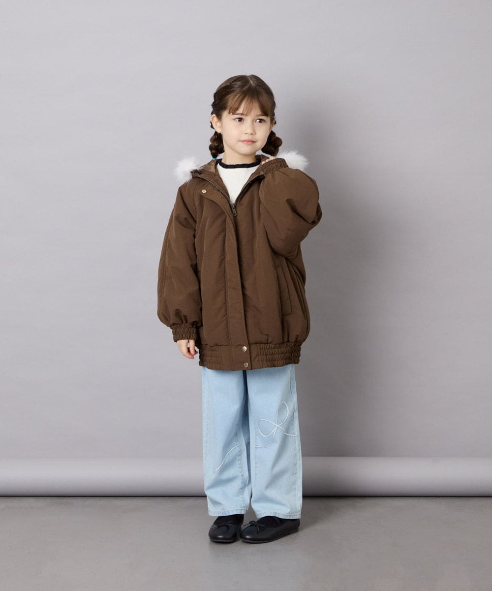 KJUAG46079 a.v.v KIDS(アー・ヴェ・ヴェ) [130-160]【洗える】ナイロンモッズコート ブラウン