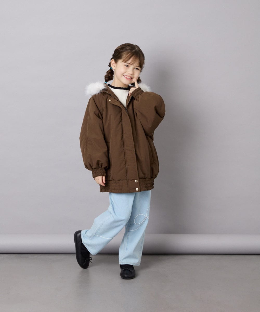 KJUAG46079 a.v.v KIDS(アー・ヴェ・ヴェ) [130-160]【洗える】ナイロンモッズコート ブラウン