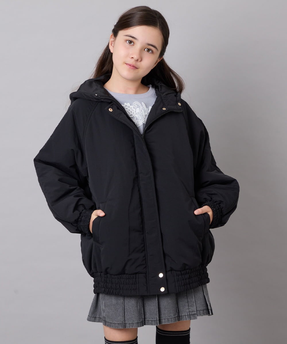 KJUAG46079 a.v.v KIDS(アー・ヴェ・ヴェ) [130-160]【洗える】ナイロンモッズコート ブラック