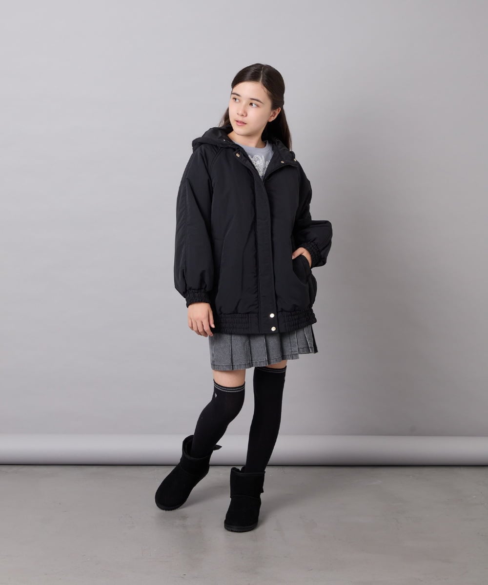 KJUAG46079 a.v.v KIDS(アー・ヴェ・ヴェ) [130-160]【洗える】ナイロンモッズコート ブラック