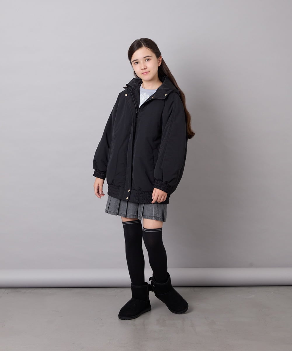 KJUAG46079 a.v.v KIDS(アー・ヴェ・ヴェ) [130-160]【洗える】ナイロンモッズコート ブラック