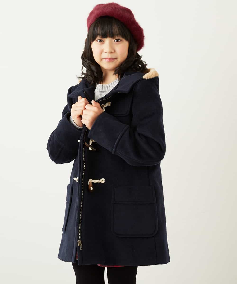 KJUAH03069 a.v.v KIDS(アー・ヴェ・ヴェ) [140-150]フェイクファーフードダッフルコート ネイビー