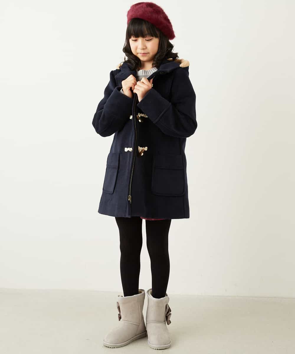 KJUAH03069 a.v.v KIDS(アー・ヴェ・ヴェ) [140-150]フェイクファーフードダッフルコート ネイビー