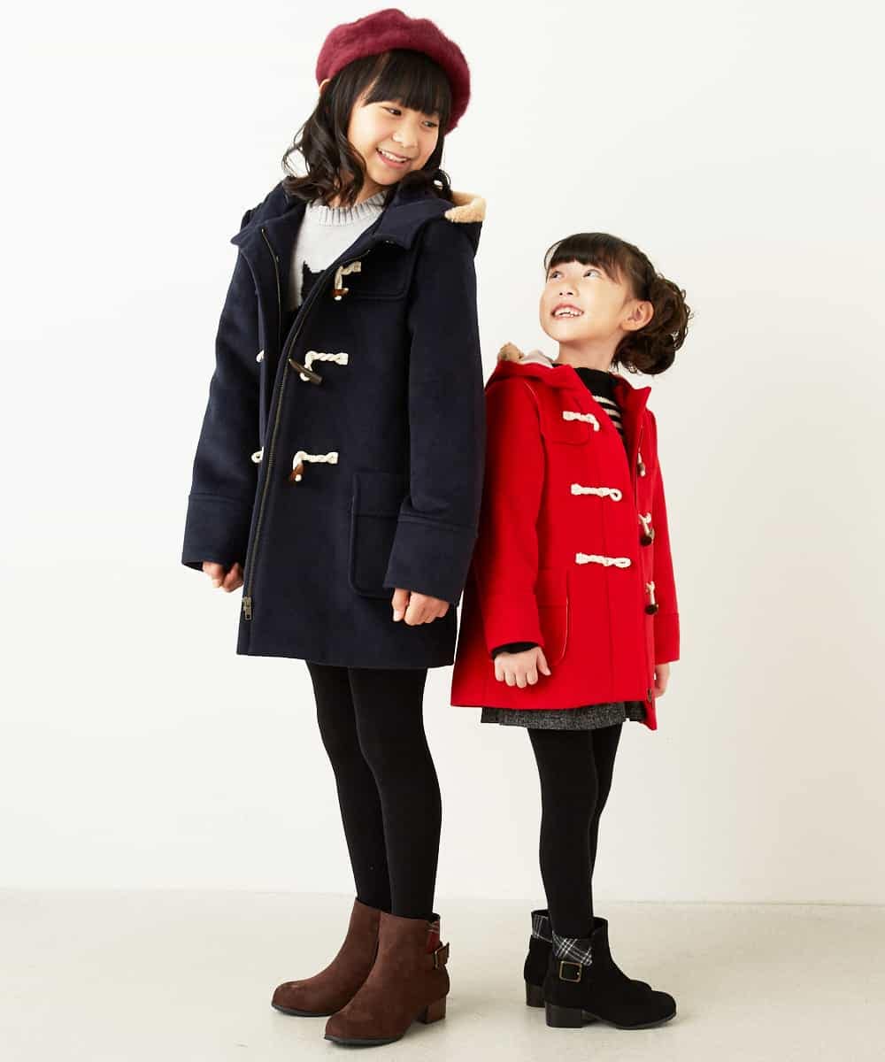 KJUAH03069 a.v.v KIDS(アー・ヴェ・ヴェ) [140-150]フェイクファーフードダッフルコート ネイビー