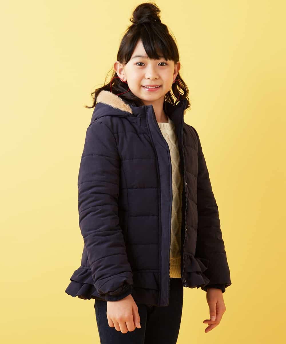 KJUAH05069 a.v.v KIDS(アー・ヴェ・ヴェ) [140-150]【洗える】フリル中綿フードコート ピンク