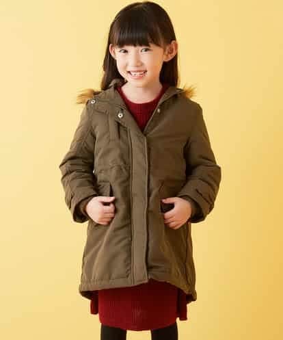 KJUAH06069 a.v.v KIDS [140-150]【洗える】袖リボン裏ボアモッズコート