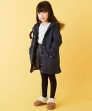 KJUAH06069 a.v.v KIDS(アー・ヴェ・ヴェ) [140-150]【洗える】袖リボン裏ボアモッズコート カーキ