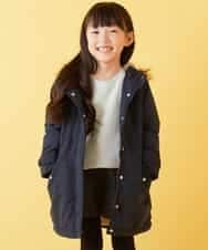 KJUAH06069 a.v.v KIDS(アー・ヴェ・ヴェ) [140-150]【洗える】袖リボン裏ボアモッズコート カーキ