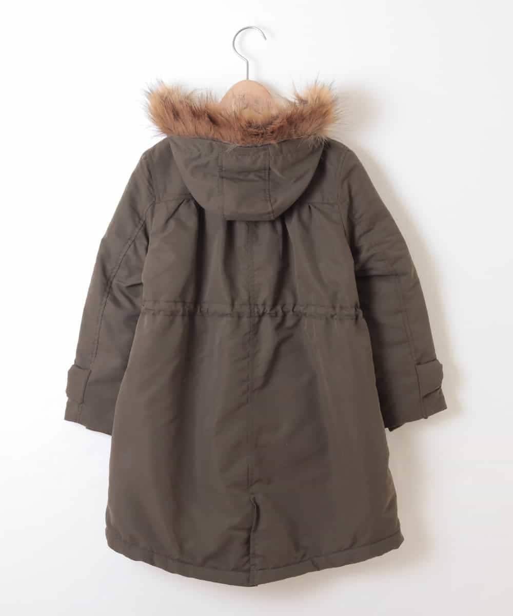 KJUAH06069 a.v.v KIDS(アー・ヴェ・ヴェ) [140-150]【洗える】袖リボン裏ボアモッズコート カーキ