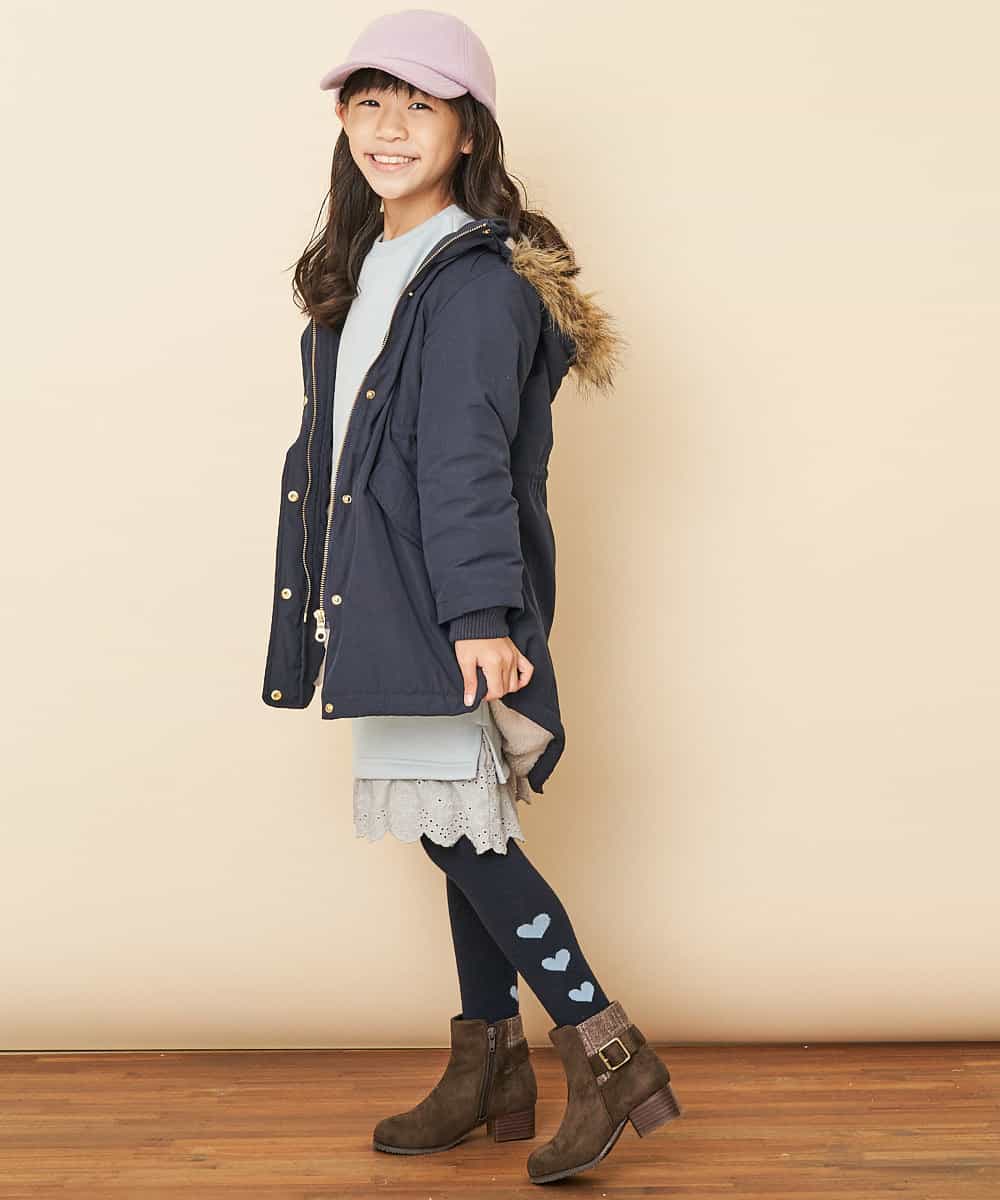 KJUAM04059 a.v.v KIDS(アー・ヴェ・ヴェ) [100-130]【洗濯機で洗える】裏ボアロングモッズコート[WEB限定サイズ] ネイビー