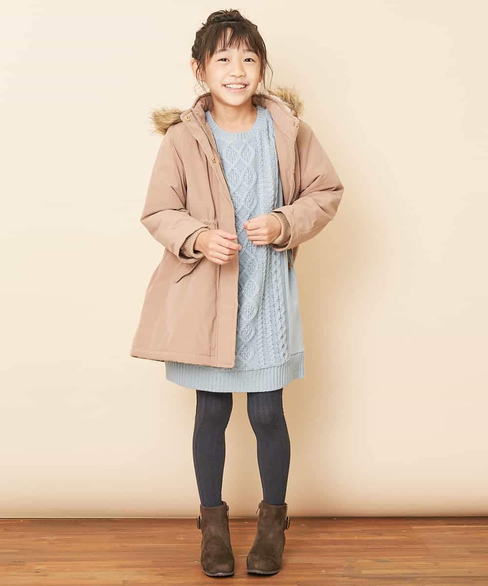 KJUAM04059 a.v.v KIDS(アー・ヴェ・ヴェ) [100-130]【洗濯機で洗える】裏ボアロングモッズコート[WEB限定サイズ] ネイビー