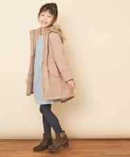 KJUAM04059 a.v.v KIDS(アー・ヴェ・ヴェ) [100-130]【洗濯機で洗える】裏ボアロングモッズコート[WEB限定サイズ] ネイビー