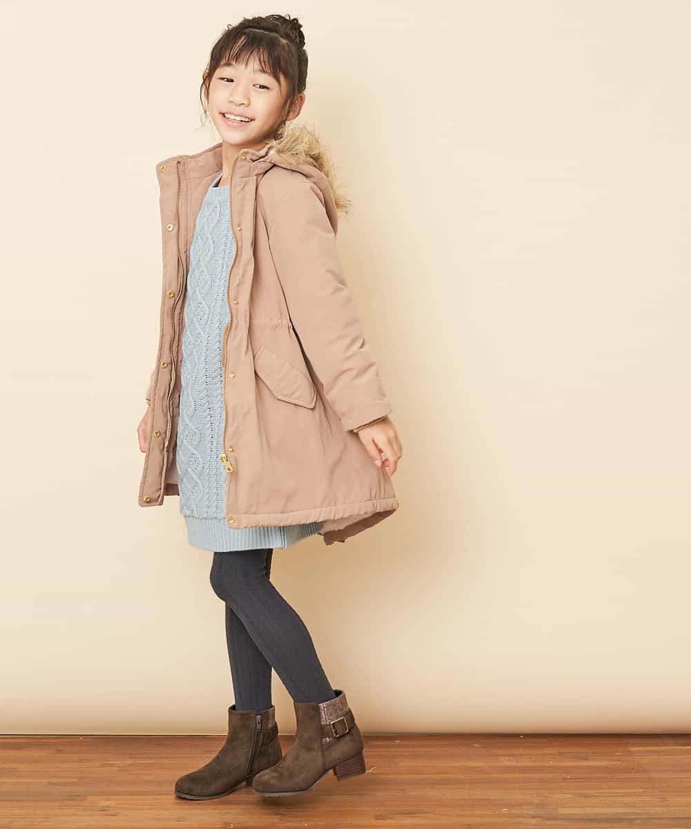 KJUAM04059 a.v.v KIDS(アー・ヴェ・ヴェ) [100-130]【洗濯機で洗える】裏ボアロングモッズコート[WEB限定サイズ] ネイビー