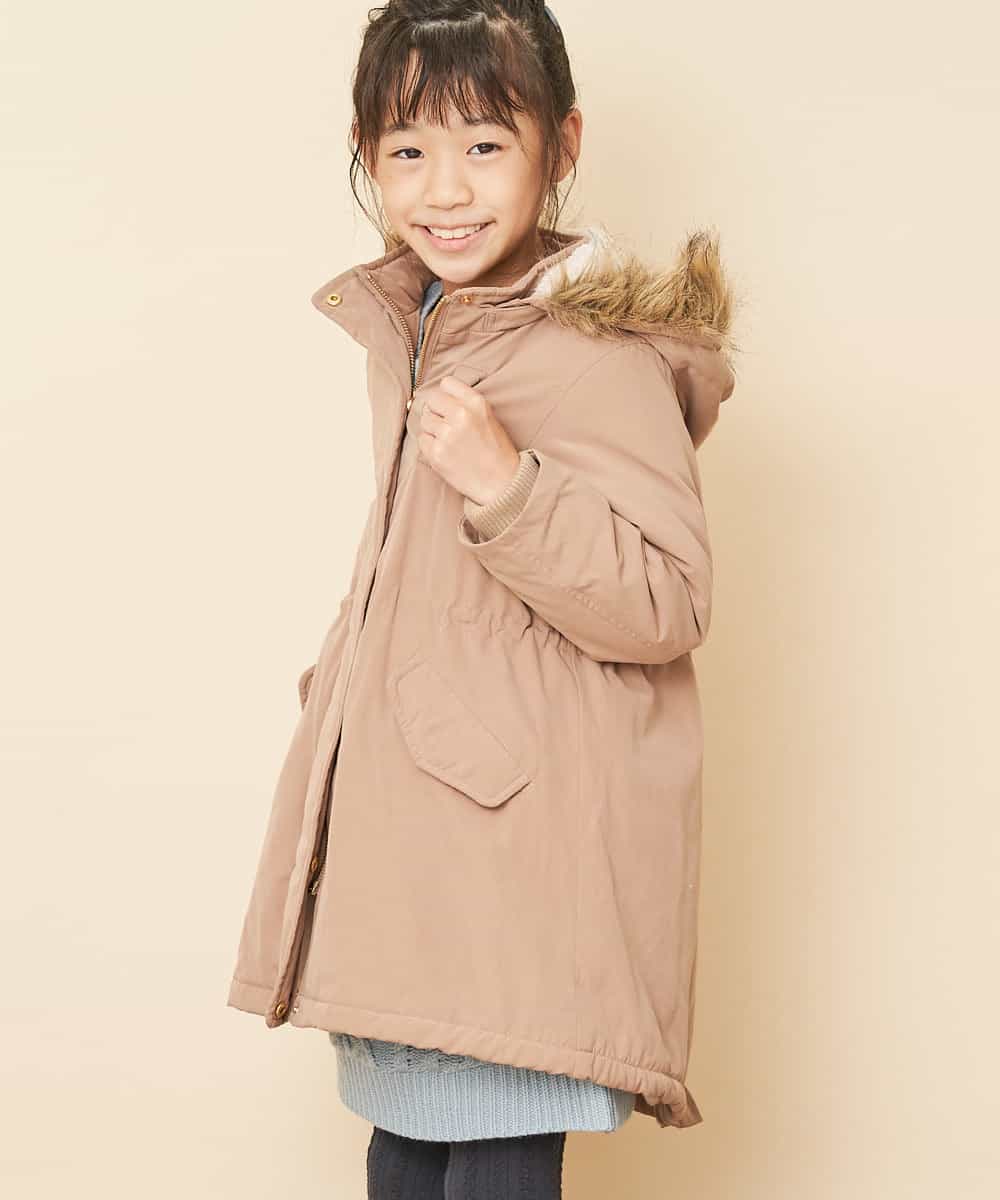 KJUAM04059 a.v.v KIDS(アー・ヴェ・ヴェ) [100-130]【洗濯機で洗える】裏ボアロングモッズコート[WEB限定サイズ] ネイビー