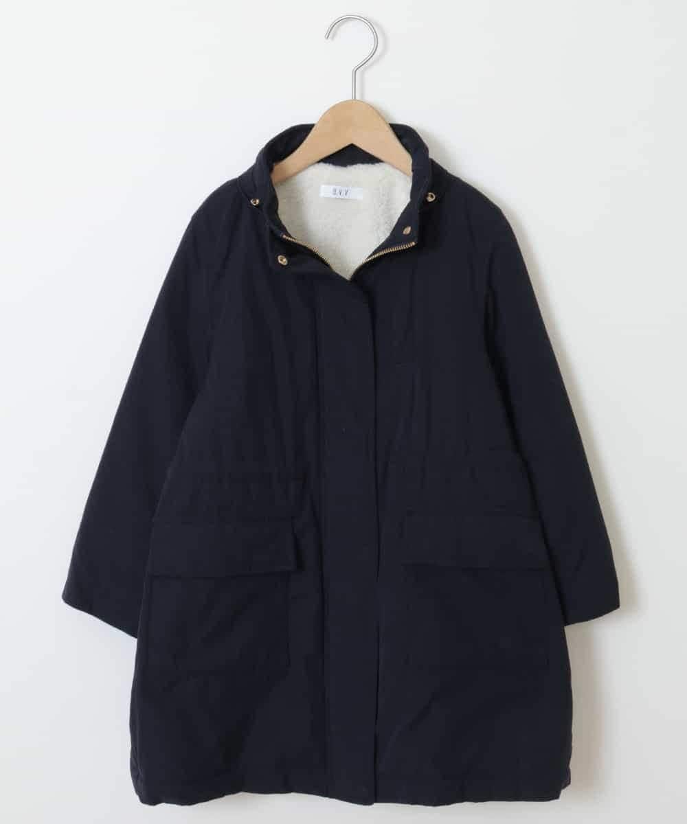 KJUAP04059 a.v.v KIDS(アー・ヴェ・ヴェ) [100-130]【洗濯機で洗える】裏ボアロングモッズコート ネイビー