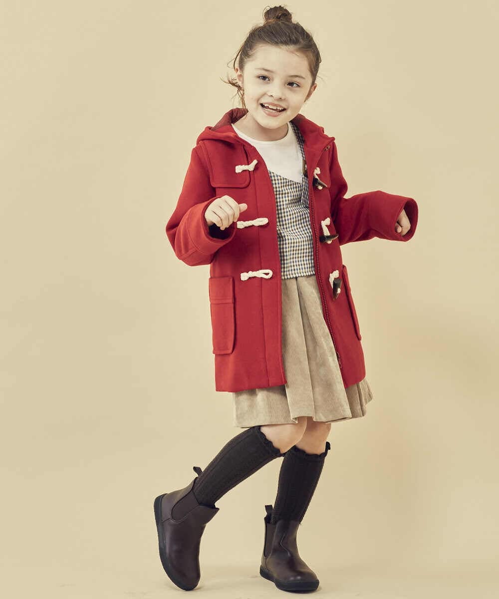KJUAS02059 a.v.v KIDS(アー・ヴェ・ヴェ) [100-130]ライトフェイクウールダッフルコート ピンク