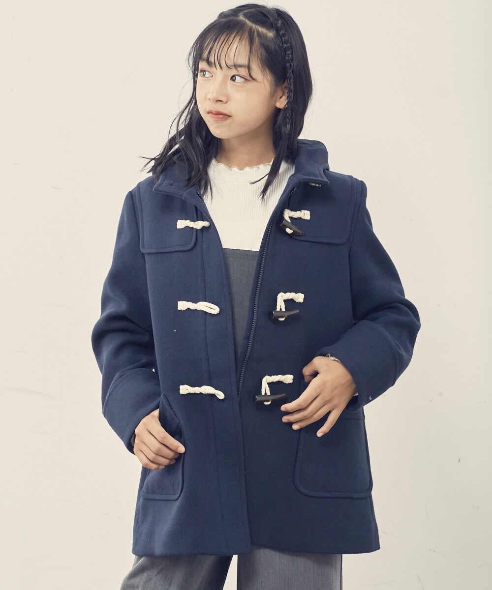 KJUAS02059 a.v.v KIDS(アー・ヴェ・ヴェ) [100-130]ライトフェイクウールダッフルコート ピンク