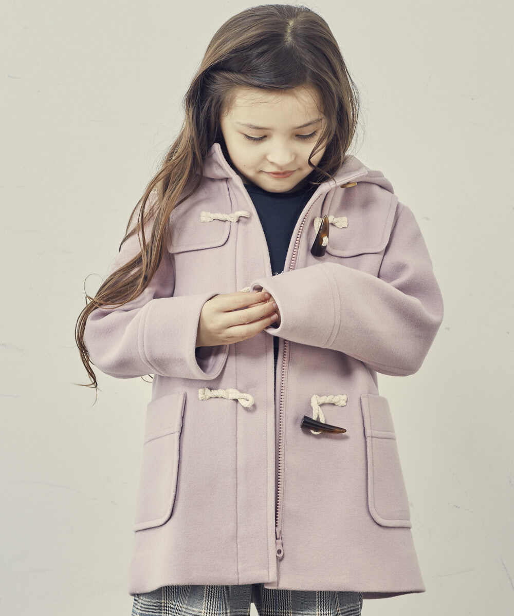 KJUAS02059 a.v.v KIDS(アー・ヴェ・ヴェ) [100-130]ライトフェイクウールダッフルコート ピンク