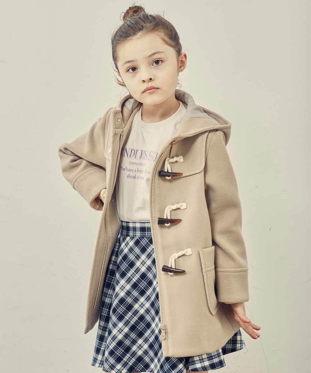 KJUAS02059 a.v.v KIDS(アー・ヴェ・ヴェ) [100-130]ライトフェイクウールダッフルコート ピンク