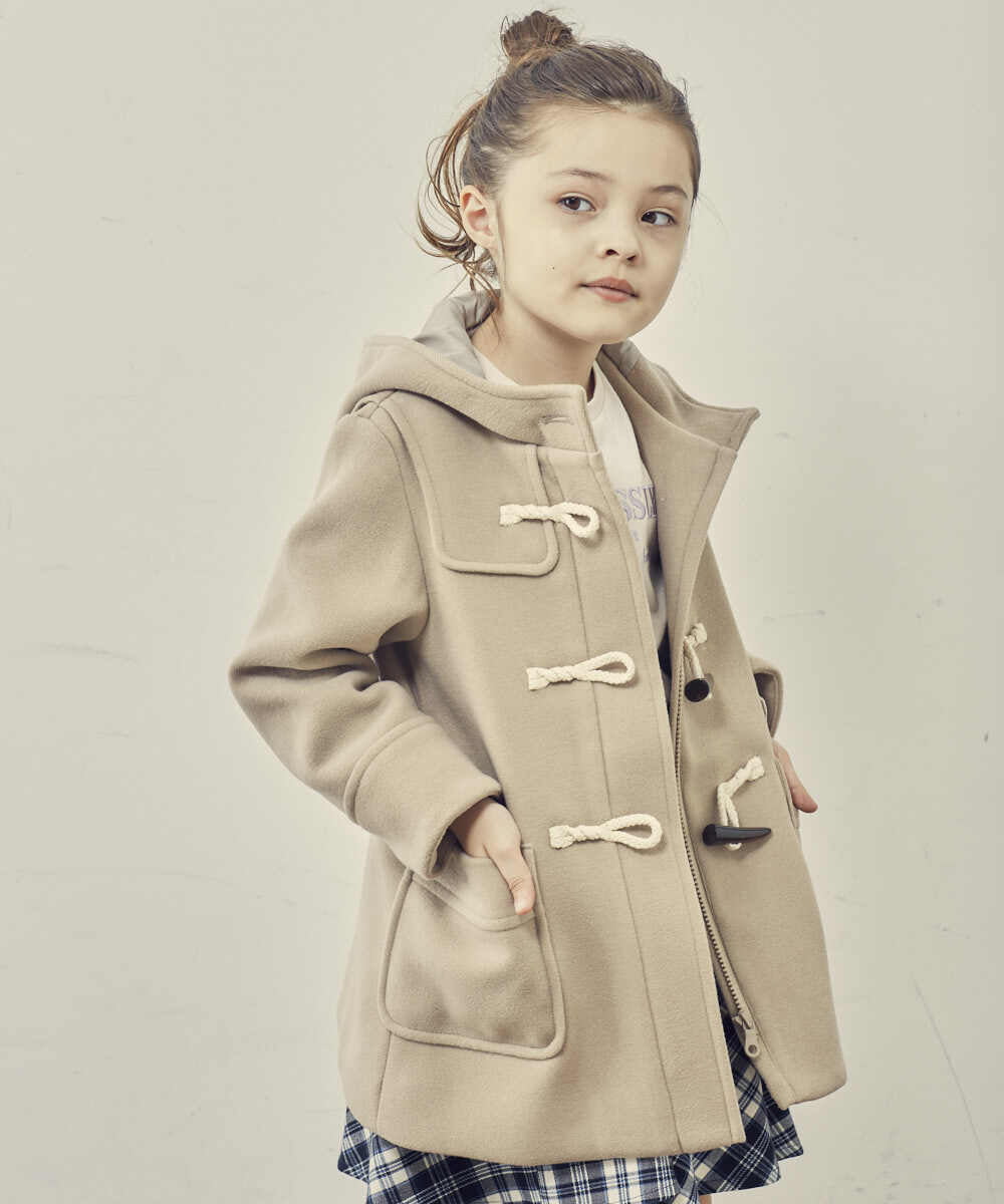 KJUAS02059 a.v.v KIDS(アー・ヴェ・ヴェ) [100-130]ライトフェイクウールダッフルコート ピンク