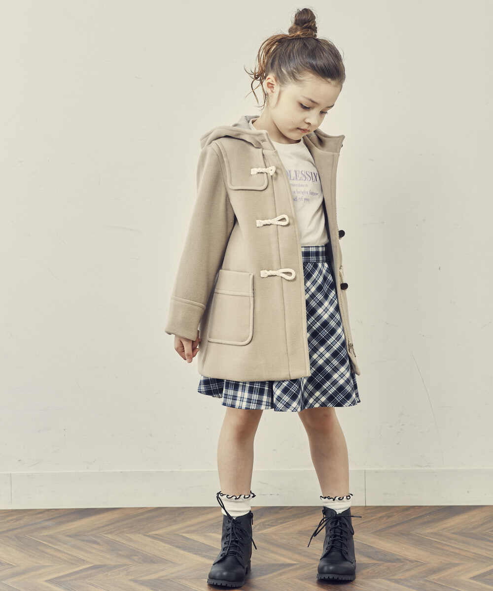 KJUAS02059 a.v.v KIDS(アー・ヴェ・ヴェ) [100-130]ライトフェイクウールダッフルコート ピンク