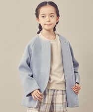 KJUAS03059 a.v.v KIDS(アー・ヴェ・ヴェ) [100-130]ライトフェイクウールAラインショートコート ライトブルー