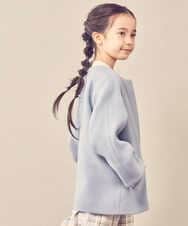 KJUAS03059 a.v.v KIDS(アー・ヴェ・ヴェ) [100-130]ライトフェイクウールAラインショートコート ライトブルー