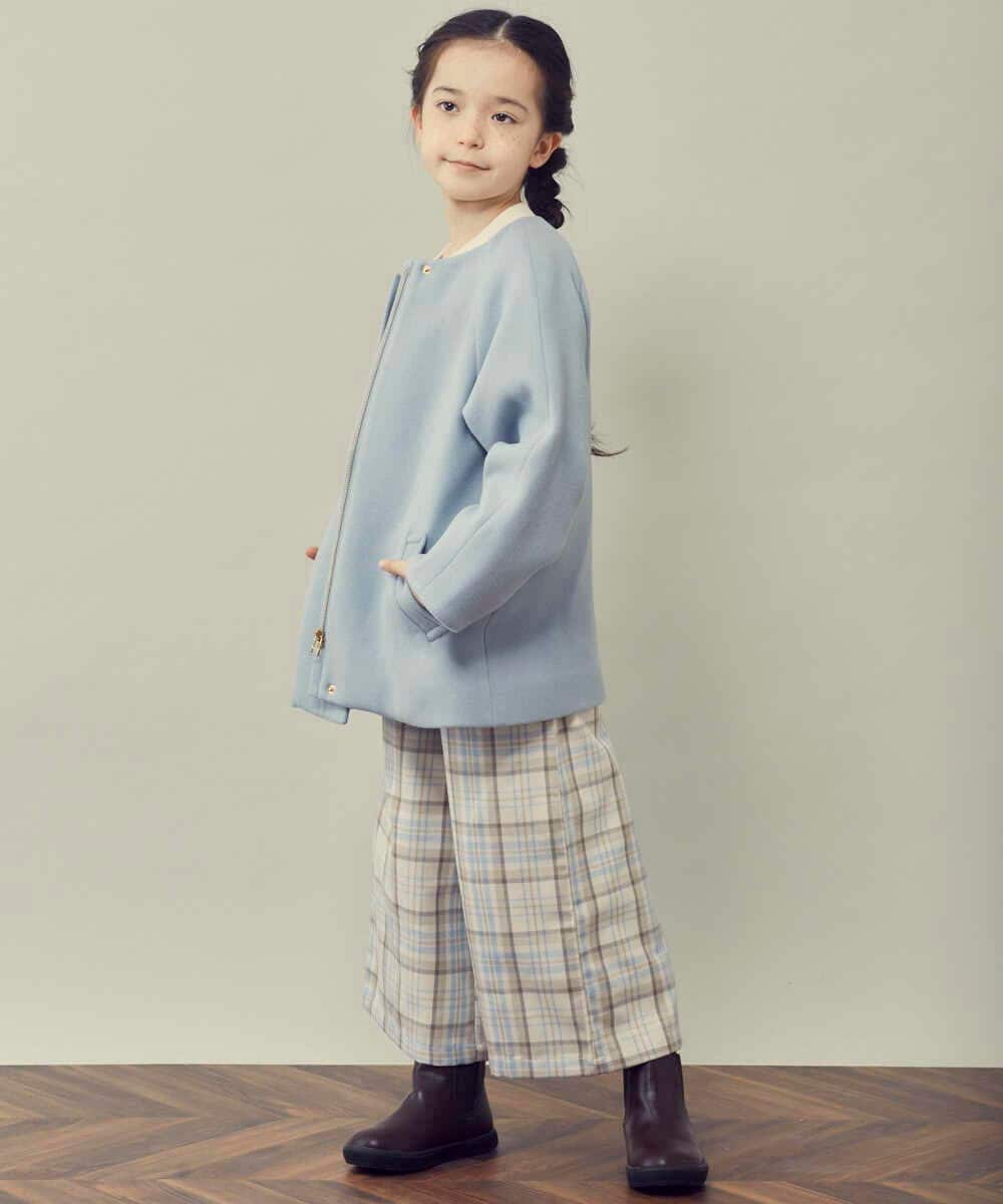 KJUAS03059 a.v.v KIDS(アー・ヴェ・ヴェ) [100-130]ライトフェイクウールAラインショートコート ライトブルー