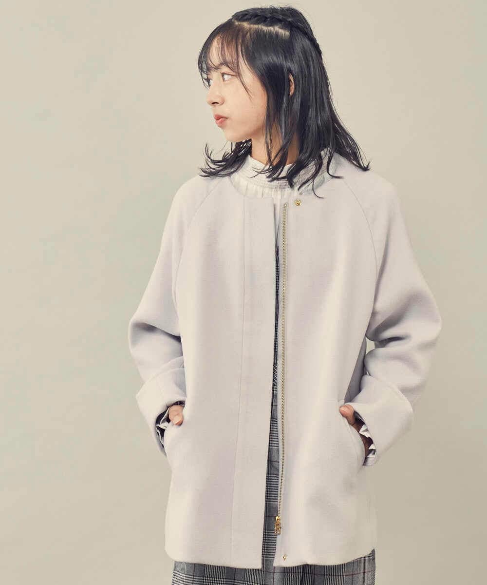 KJUAS03059 a.v.v KIDS(アー・ヴェ・ヴェ) [100-130]ライトフェイクウールAラインショートコート ライトブルー