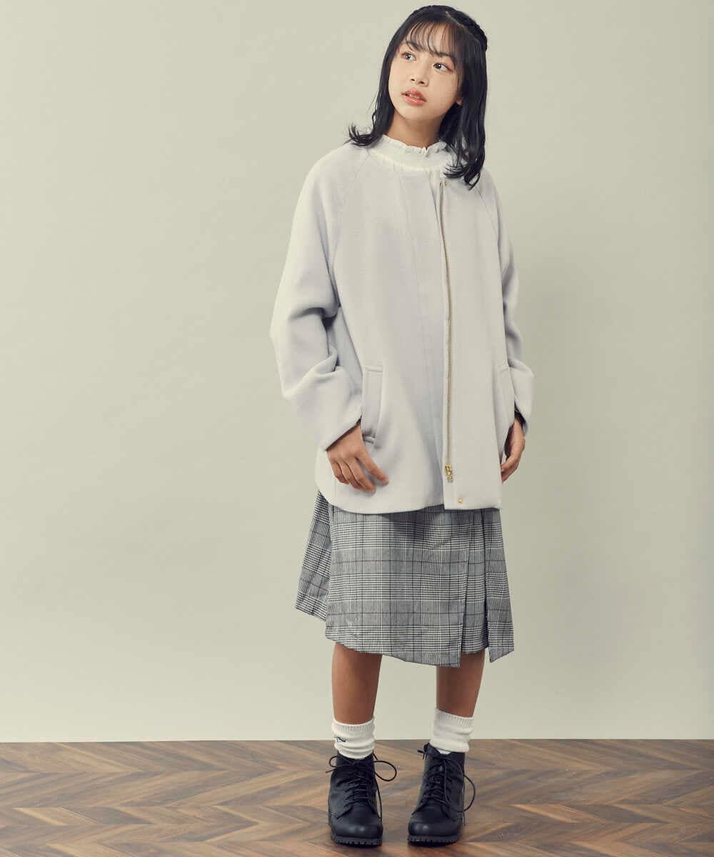 KJUAS03059 a.v.v KIDS(アー・ヴェ・ヴェ) [100-130]ライトフェイクウールAラインショートコート ライトブルー