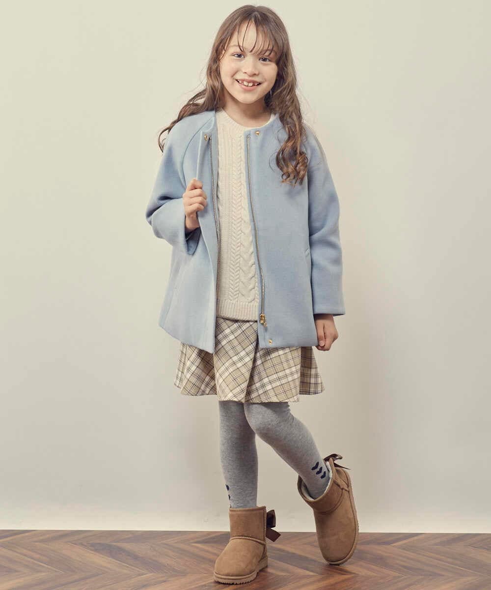 KJUAS03059 a.v.v KIDS(アー・ヴェ・ヴェ) [100-130]ライトフェイクウールAラインショートコート ライトブルー