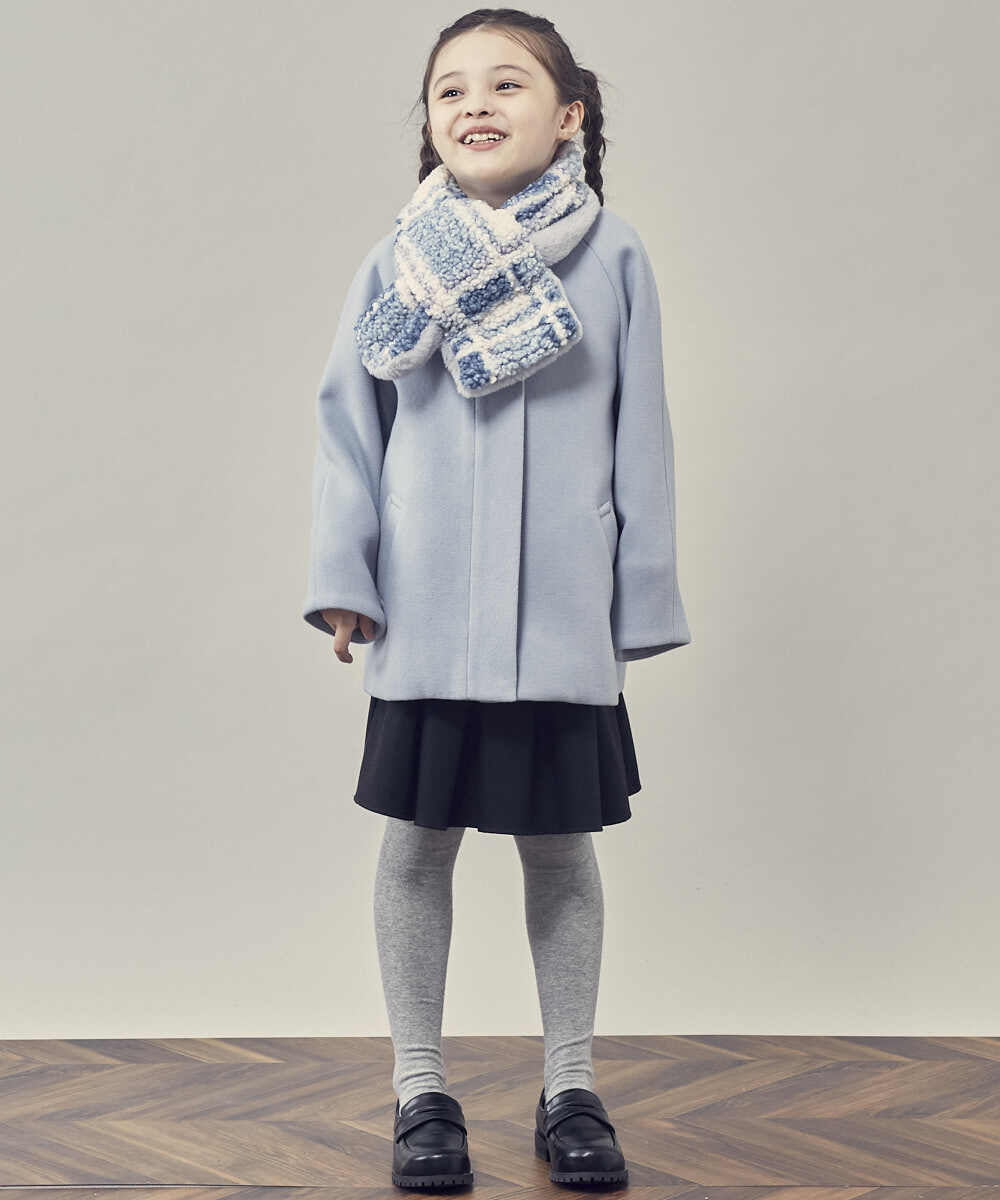 KJUAS03059 a.v.v KIDS(アー・ヴェ・ヴェ) [100-130]ライトフェイクウールAラインショートコート ライトブルー