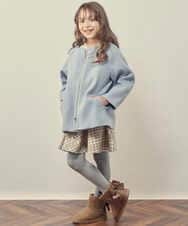 KJUAS03059 a.v.v KIDS(アー・ヴェ・ヴェ) [100-130]ライトフェイクウールAラインショートコート ライトブルー
