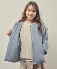KJUAS03059 a.v.v KIDS(アー・ヴェ・ヴェ) [100-130]ライトフェイクウールAラインショートコート ライトブルー