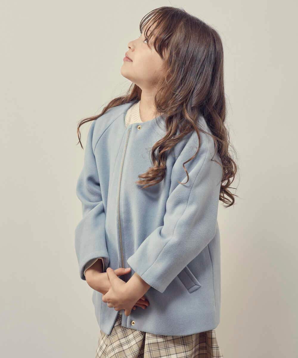 KJUAS03059 a.v.v KIDS(アー・ヴェ・ヴェ) [100-130]ライトフェイクウールAラインショートコート ライトブルー