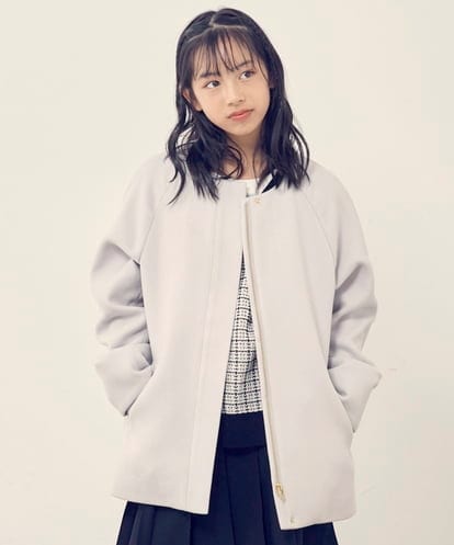 KJUAS03059 a.v.v KIDS [100-130]ライトフェイクウールAラインショートコート