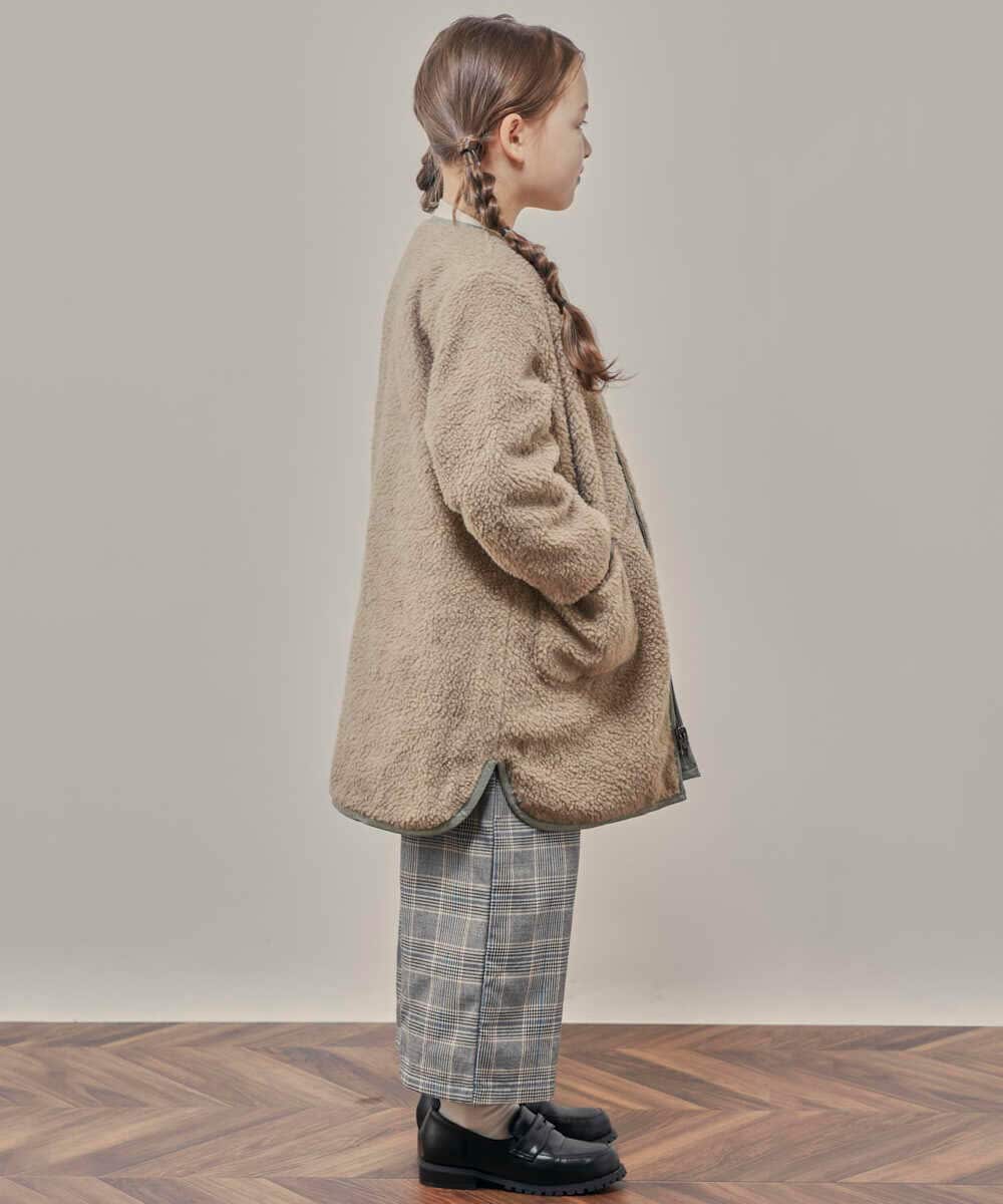 KJUAS06069 a.v.v KIDS(アー・ヴェ・ヴェ) [100-130]【2way】タフタ＆ボアリバーシブルバイカラーコート ベージュ
