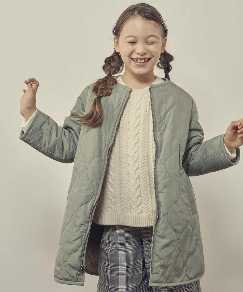 KJUAS06069 a.v.v KIDS(アー・ヴェ・ヴェ) [100-130]【2way】タフタ＆ボアリバーシブルバイカラーコート ベージュ