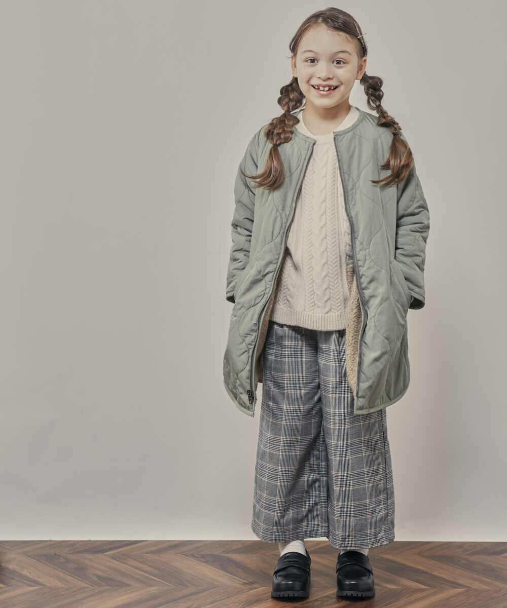 KJUAS06069 a.v.v KIDS(アー・ヴェ・ヴェ) [100-130]【2way】タフタ＆ボアリバーシブルバイカラーコート ベージュ