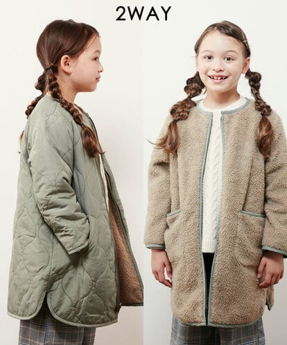 KJUAS06069 a.v.v KIDS [100-130]【2way】タフタ＆ボアリバーシブルバイカラーコート