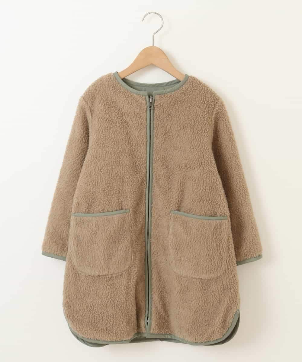 KJUAS06069 a.v.v KIDS(アー・ヴェ・ヴェ) [100-130]【2way】タフタ＆ボアリバーシブルバイカラーコート ベージュ