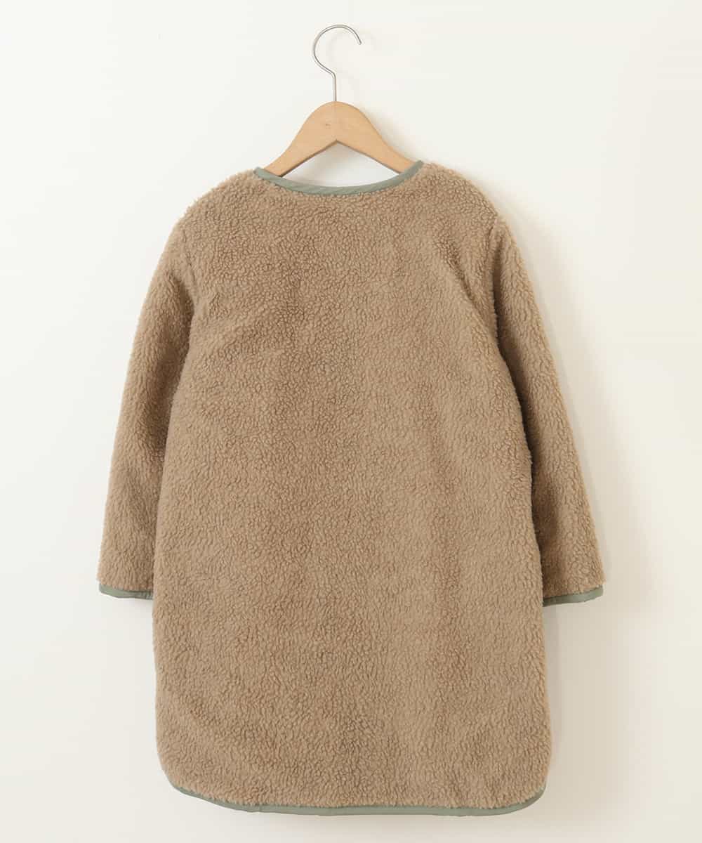 KJUAS06069 a.v.v KIDS(アー・ヴェ・ヴェ) [100-130]【2way】タフタ＆ボアリバーシブルバイカラーコート ベージュ