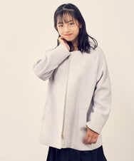 KJUAT03069 a.v.v KIDS(アー・ヴェ・ヴェ) [140-150]ライトフェイクウールAラインショートコート ライトグレー