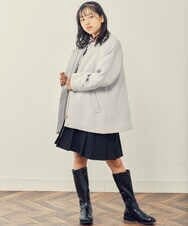 KJUAT03069 a.v.v KIDS(アー・ヴェ・ヴェ) [140-150]ライトフェイクウールAラインショートコート ライトグレー