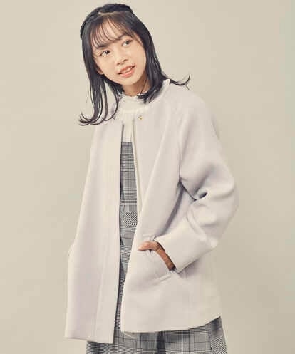 KJUAT03069 a.v.v KIDS [140-150]ライトフェイクウールAラインショートコート