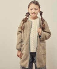 KJUAT06079 a.v.v KIDS(アー・ヴェ・ヴェ) [140-150]【2way】タフタ＆ボアリバーシブルバイカラーコート ブルー
