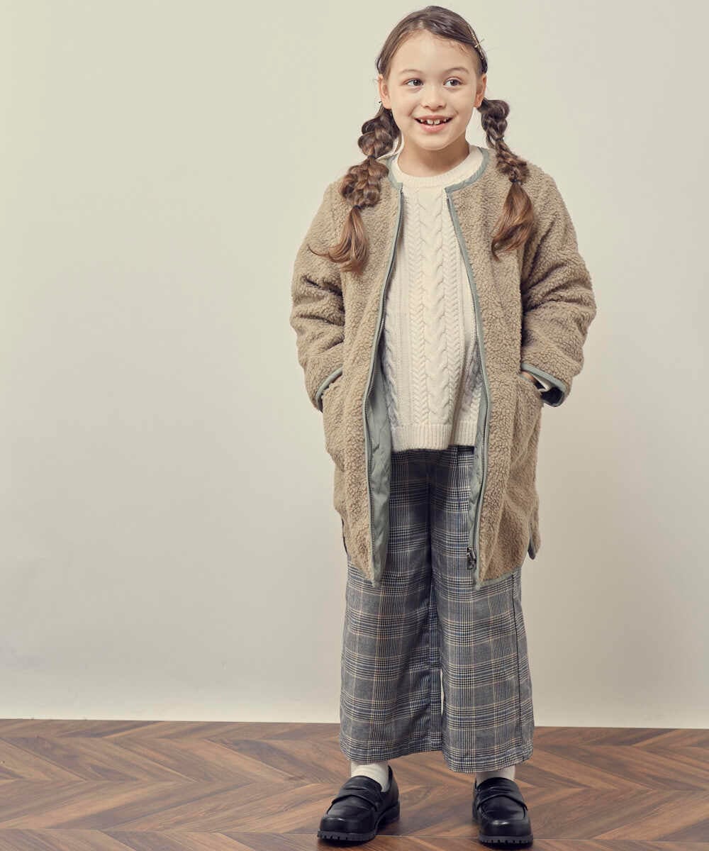 KJUAT06079 a.v.v KIDS(アー・ヴェ・ヴェ) [140-150]【2way】タフタ＆ボアリバーシブルバイカラーコート ブルー