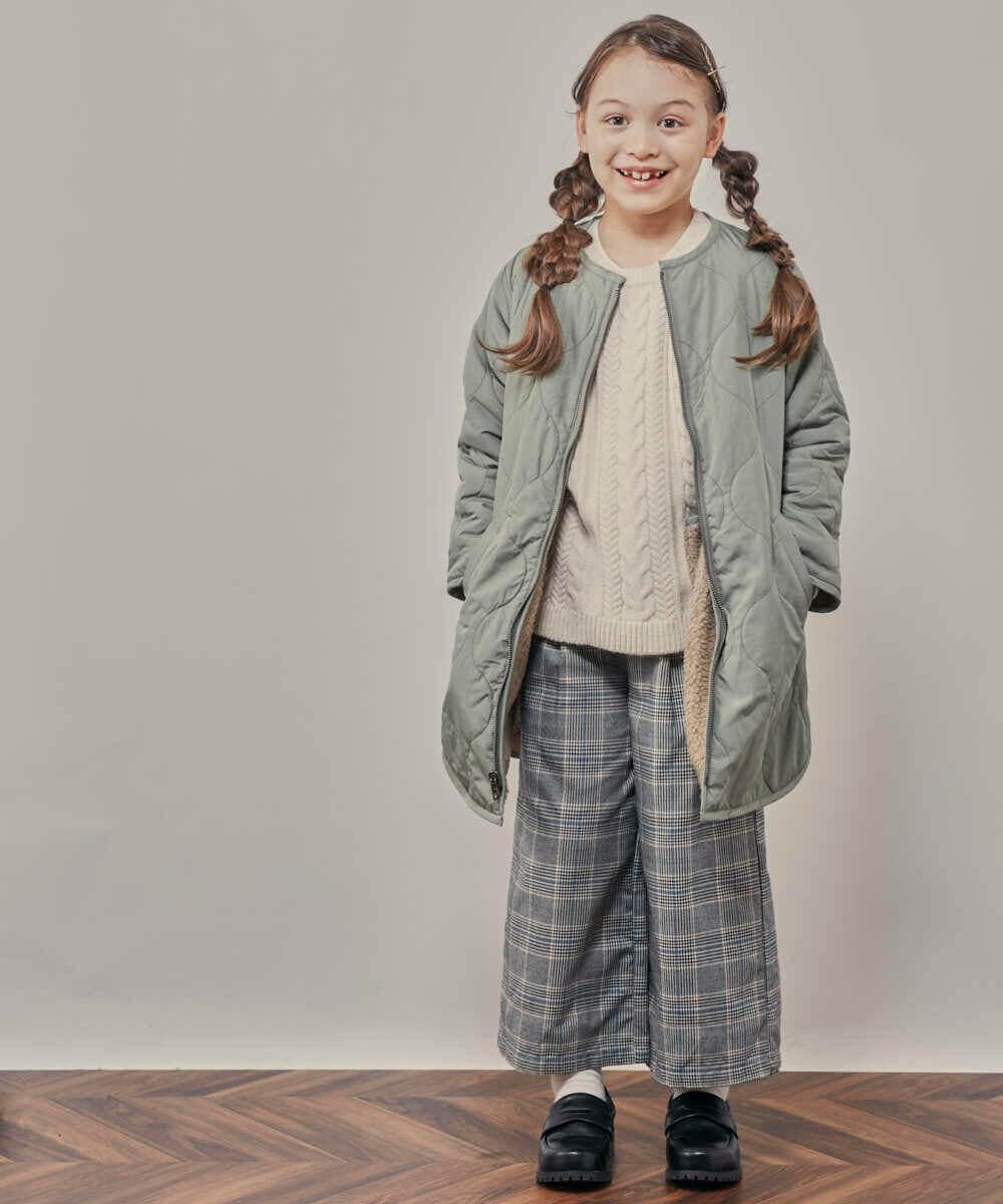 KJUAT06079 a.v.v KIDS(アー・ヴェ・ヴェ) [140-150]【2way】タフタ＆ボアリバーシブルバイカラーコート ブルー